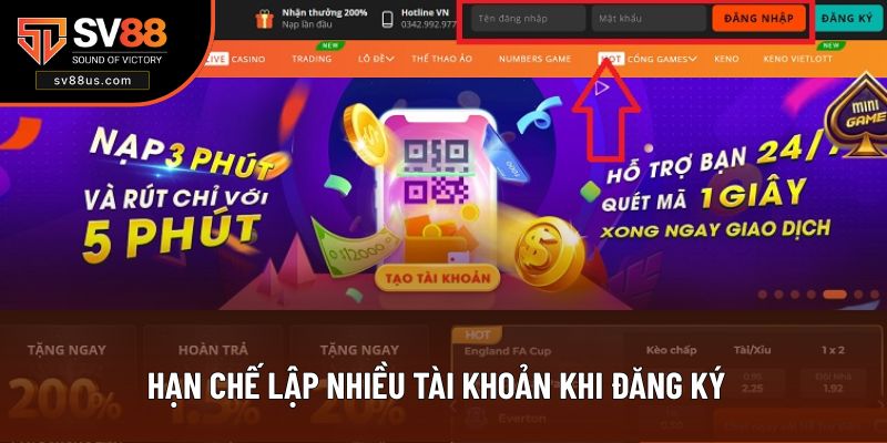 Hạn chế lập nhiều tài khoản khi đăng ký
